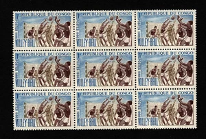 OPC 1966 Congo 1f Womans Vollyball Block of 9 Sc#143 MNH - Picture 1 of 1