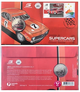 2020 Supercars 1971 Chevrolet Camaro ZL-1 PNC/FDC RAM 50 cent colored coin - Picture 1 of 2