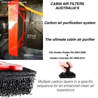 CABIN AIR FILTER fits HOLDEN COLORADO RC 2008 - 2012 CARBON CABIN AIR PURIFIER - image 1 of 4