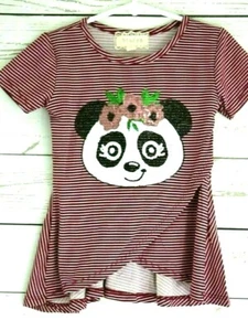 NEW Btween Girls Sequin Smili Panda Bear Ruffle Hem Top Cute Sz 5 yrs old, NWT - Picture 1 of 7