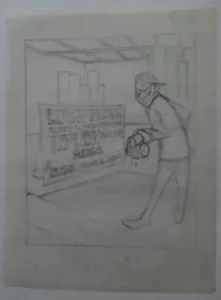 AL KILGORE Bleistiftzeichnung 8 x 10 BODENBELAG WÖCHENTLICH Magazin Cartoon AKd327 - Bild 1 von 2