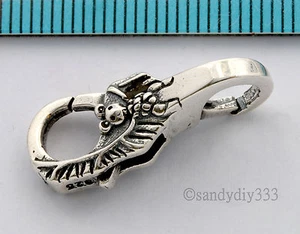 1x OXIDIZED STERLING SILVER GIANT TRIGGER LOCK LOBSTER CLASP BAT BEAD 24mm #2665 - Picture 1 of 3