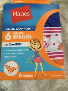 Girls Hanes Cool Comfort Tagless Bikinis 6 Pack Size 8 Underwear Panties New - Picture 1 of 3