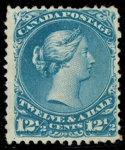[sto812] CANADA 1868 Scott#28 MNG 12¢ 1/2 Blue cv:$950 (perf missing) - Picture 1 of 2