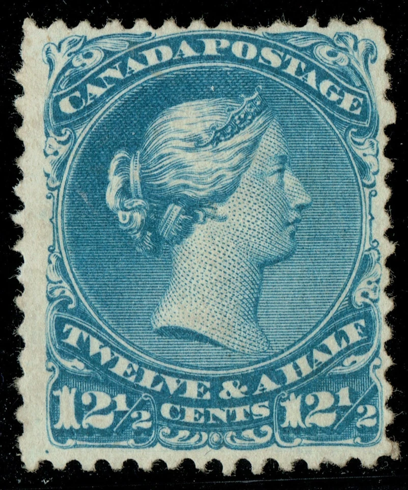 [sto812] CANADA 1868 Scott#28 MNG 12¢ 1/2 Blue cv:$950 (perf missing) - Image 1 of 2