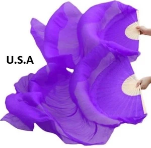 Silk Fan Veils Belly Dance 100% Silk Quick Ship USA Store       FREE CASE - Picture 1 of 2