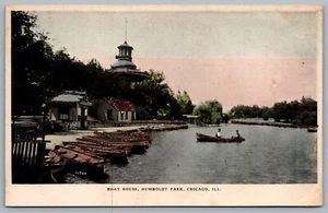 Postcard Chicago Illinois c1905 Boat House At Humboldt Park Canoes UDB Unused - Picture 1 of 2