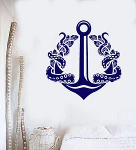 Vinyl Wall Decal Sea Anchor Fisherman Tentacles Octopus Fishing Stickers 1708ig - Picture 1 of 3