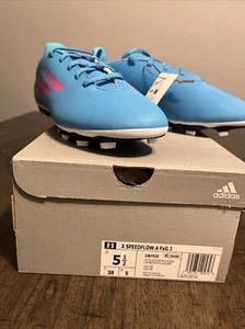 adidas X SPEEDFLOW.4 FxG J Youth kids Size 5.5 Blue/Pink New Condition - Picture 1 of 6