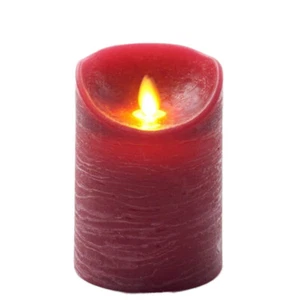 LED Echtwachskerze mit Timer flackender Docht Weinrot Höhe 12.5cm - Picture 1 of 1