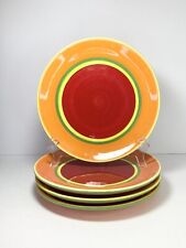 Dansk CARIBE ARUBA ORANGE, Set of 4 Ceramic Dinner Plates, 10 5/8”