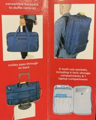 ⚡️Love Taza 2-in-1 Travel Carry On Duffel Bag Backpack - Navy - Image 1 of 3