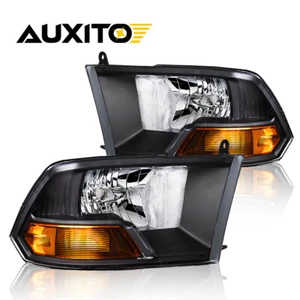 Headlights For 2009-2012 Dodge Ram 1500 Black 2500 3500 Headlamps Pair A2 - Picture 1 of 11