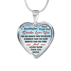 Birthday Gift For Granddaughter Luxury Heart Necklace from Grandpa Grandfather - Picture 1 of 8