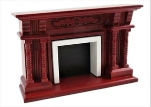 Dolls House Victorian Mahogany Double Twin Pillar Fireplace 1:12 Scale Furniture - Picture 1 of 8