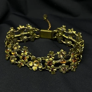 Michal Negrin Romantic Crystals flowers BRACELET made in Israel - Picture 1 of 11