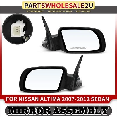 2x LH & RH Black Power Mirror w/o Heated for Nissan Altima 2007 2008-2012 Sedan - Image 1 of 4