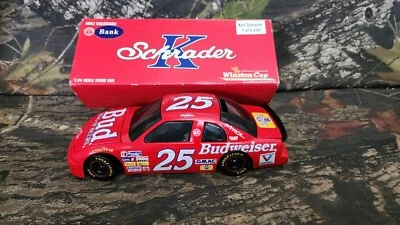 1/24 ACTION 1995 KEN SCHRADER MONTE BUD WINSTON NASCAR DIECAST METAL BANK Z4 - Image 1 of 4