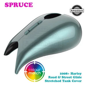Spruce Stretched Tank Cover fit Harley 2009+ Street Road Touring - Foto 1 di 14