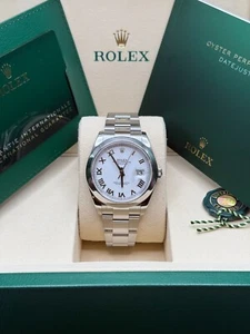 Rolex Datejust 41 NEW 2025 White Roman Dial Stainless Steel Smooth Bezel Oyster - Picture 1 of 9