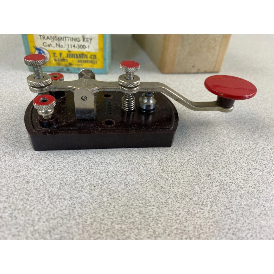 Morse Code Speed X Transmitting Key Cat. No. 114-300-1 E .F. Johnson Co. - Image 1 of 4