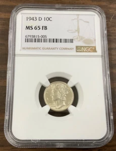 1943-D Mercury Dime NGC MS65 FB - Picture 1 of 4