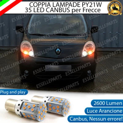 COPPIA LAMPADE FRECCE ANTERIORI LED RENAULT KANGOO MK2 RESTYLING PY21W CANBUS - Immagine 1 di 4