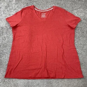 Time and Tru T-Shirt Women's XXL Red Short Sleeve V-Neck Casual - Picture 1 of 7