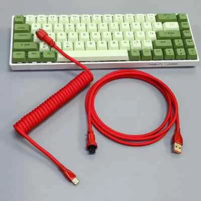 USB Keyboard Cable Coiled Cable Mechanical Keyboard Aviator Computer Connect  - Image 1 of 4