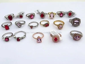 wholesale rings 12pc red pink cz rings bulk lot women jewelry - Picture 1 of 12
