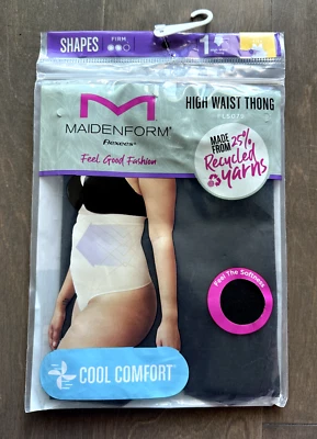 Tanga de cintura alta Maidenform Flexees suavizante ropa moldeadora fresca comodidad negra mediana Foto 1 de 4