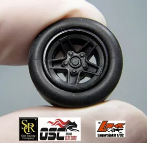 SRC - OSC 1/32 - 4 LLANTAS 5 BRAZOS + 4 NEUMATICOS 19,7 x 8 MM - BMW - PORSCHE - Imagen 1 de 2