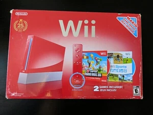 Nintendo Wii New Super Mario Bros. Pack Red Console 25 Complete Tested CIB Box - Picture 1 of 9