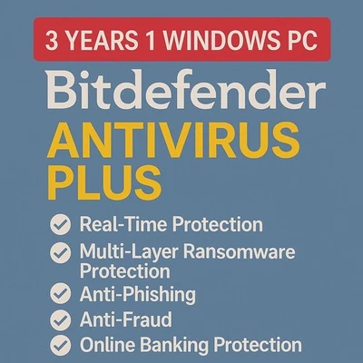 Bitdefender Antivirus Plus 2026 - 3 Years 1 WINDOWS PC - NEW Version - Image 1 of 4