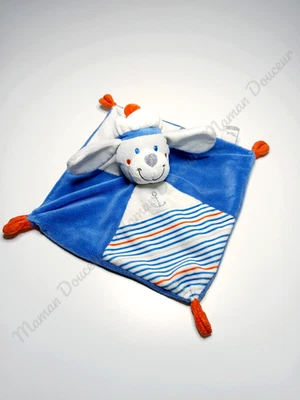 Doudou Plat Carré Chien Blanc Bleu Rouge Rayé Ancre Bonnet Marin - Tex Carrefour - Photo 1/4