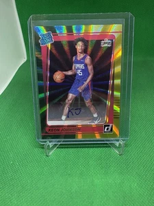 2021-22 Donruss Basketball Keon Johnson Rookie Card GREEN/YELLOW LASER Autograph - Bild 1 von 2