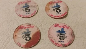 Vintage Sands Casino Poker Chip Center Paper Hot Stamp Las Vegas Hughes cement - Picture 1 of 4