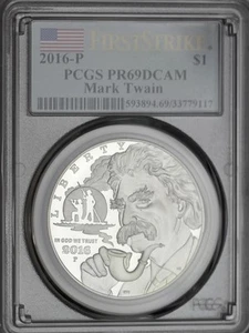 2016-P $1 Mark Twain Commemorative Silver Dollar PCGS PR69DCAM First Strike - Picture 1 of 2