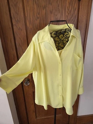 Blusa Liz Claiborne 2X Botón Amarillo Brillante Con Camisola Tanque Acogedora Cottagecore Foto 1 de 4