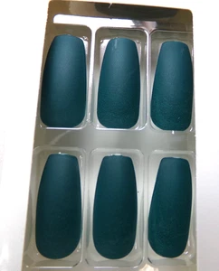 KISS NAILS GLUE ON Matt Dark Juniper Green LONG LENGTH, CARG - Bild 1 von 3