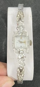 14k Weißgold Hamilton Vintage Diamant Damenuhr 17,6 Gramm gesamt - Bild 1 von 9