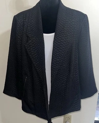 Chaqueta Blazer Roz Ali Negra Texturizada en Relieve 2X Oficina Trabajo Imitación Reptil Foto 1 de 4