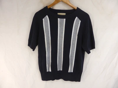 Michael Kors Striped Sweater Short Sleeved Navy Blue Grey Womens Size M - Изображение 1 из 4