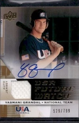 2009 UD Sig Stars #UFWA-18 Yasmani Grandal USA National Team Jersey Auto #/799 - Image 1 of 2