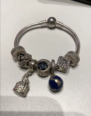 [Usato] Pandora × Tokyo Disney Resort Bracciale Charm Argento From JAPAN... - Immagine 1 di 2
