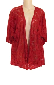 LULA ROE ROT SPITZE TRANSPARENT VORNE OFFEN Badeanzug Überwurf ROBE RESORT Topper Damen M - Bild 1 von 11