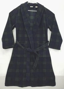 LL Bean Robe Para Hombres M Azul Verde Franela Cuadros Corbata Cintura Manga Larga - Imagen 1 de 9