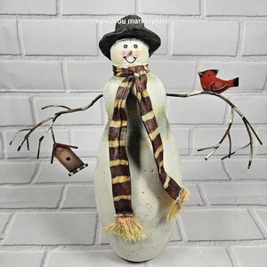 VINTAGE Schneemann Weihnachten Pappmaché mit Vogelhaus & Vogel Volkskunst primitiv - Bild 1 von 10