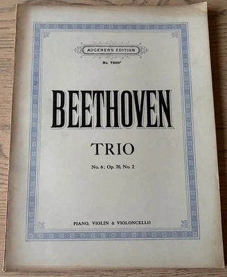 BEETHOVEN TRIO NO. 6 OP70 PIANO VIOLIN CELLO  SHEET MUSIC BOOK (1932) +ALL PARTS - Image 1 of 4
