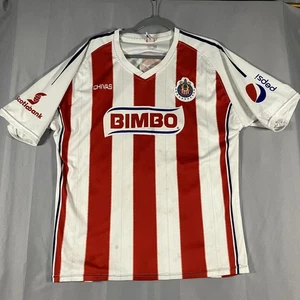 Chivas Guadalajara Shirt Mens Large Red White Soccer Jersey Bimbo Tecate Liga MX - Picture 1 of 17